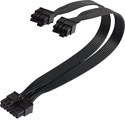 QIANRENON PCI-E 12 Pin auf Dual 8 Pin (6Pin+2Pin) Grafikkarten-Netzteilkabel Stecker auf Stecker, geeignet für 6 Pin und 8 Pin Stromversorgung, Grafikkarte, 12,6 Zoll (32 cm)