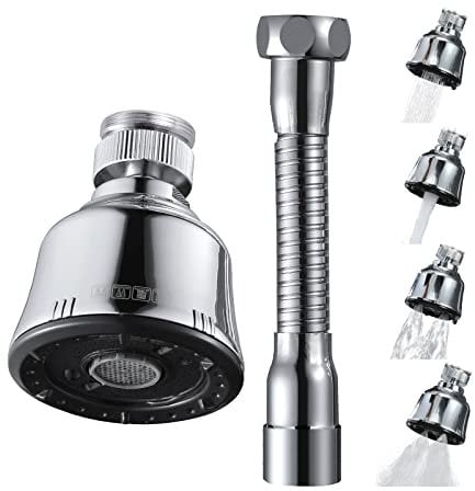 Sink Faucet Sprayer Attachment, Upgrade 4 Mode Adjustable Kitchen Faucet Head, Movable Kitchen Tap Head 360° Rotatable with Extension Hose , Anti-Splash Sink Sprayer Facuet Nozzle Head Water Saving