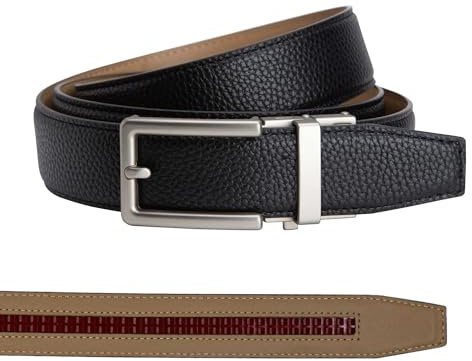 Nexbelt Herren-Gürtel aus veganem Leder mit Ratsche, verstellbar, ohne Loch, für Golf, Freizeit und Kleid, zuschneidbar, 3,5 cm breit