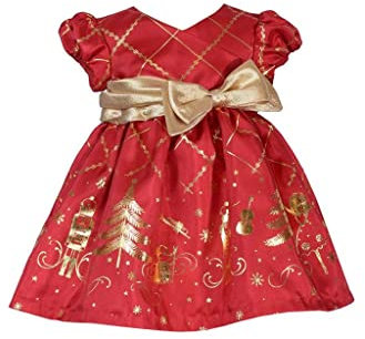 Bonnie Jean Holiday Nutcracker Christmas Dress for Baby, Toddler and Little Girls, Red and gold, 3 Years