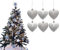 6pc Large Glitter & Matte Heart Baubles - Great Christmas Tree Decorations, Heart Baubles (Silver)