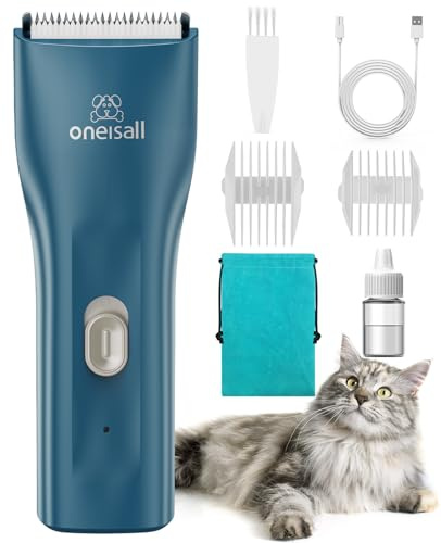 oneisall Pet Clipper for Cat Matted Hair, Pet Shaver for Cats Quiet Pet Clippers Waterproof Cordless Cat Clippers for Matted Long Hair with Storage Bag (Green)