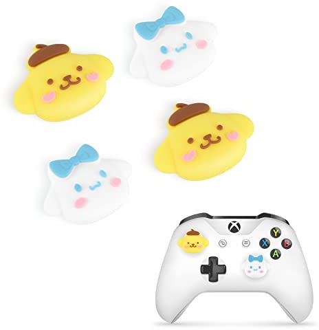 DLseego Anime theme 4 Thumbstick Kappen Grip Set Caps für Xbox Series X PS5 PS4 Switch Pro Controller,Joystick Schutz Anhänge,Thumb-Stick Grip PS4 PS5 Zubehör,Wolkiger Hund und gelber Hund