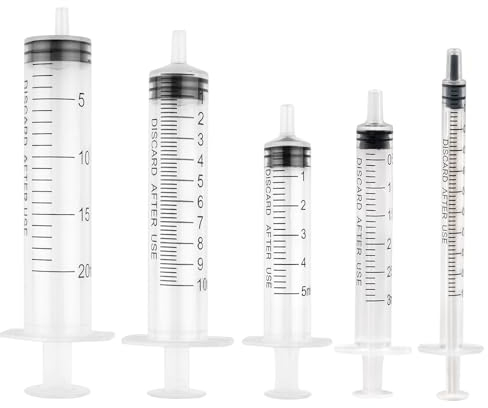5 Stück Spritze, 1ML 3ML 5ML 10ML 20ML Wiederverwendbare Spritze, Dosierspritze Ohne Nadel, Werkzeuge für Flüssigkeitsmaß Spritzen, Futterspritze, für Labor,Tierfütterung, Pflanzenbewässerung