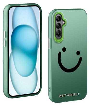 TAUYN Hülle für Samsung Galaxy A05s, PC Stoßfest Ultra Dünn Schutzhülle, Iächelndes Gesicht Muster Design Handyhülle, Grün