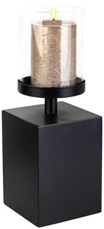 Windlichtsäule schwarz - ca. 10 x 10 x 20/30 cm