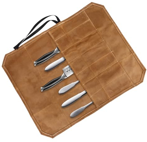 PZJFH Messer Roll Bag Kochmesser Rolltasche 7 Slots Messertasche für Camping Wandern Aufbewahrungstasche für Messer, Küchenwerkzeug, Kochequipment und Zubehör
