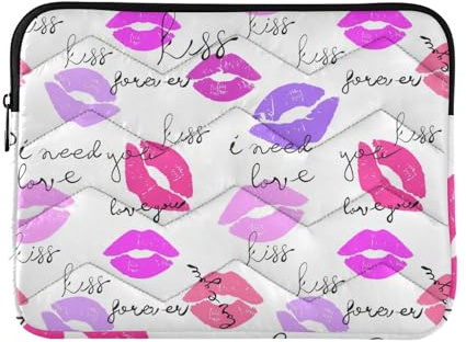 Laptop Sleeve Case 13-14 Inch Classical Sleeve for Laptop Valentines Hot Lips Kisses Pink Purple Travel Laptop Bag Handbag for Work Travel