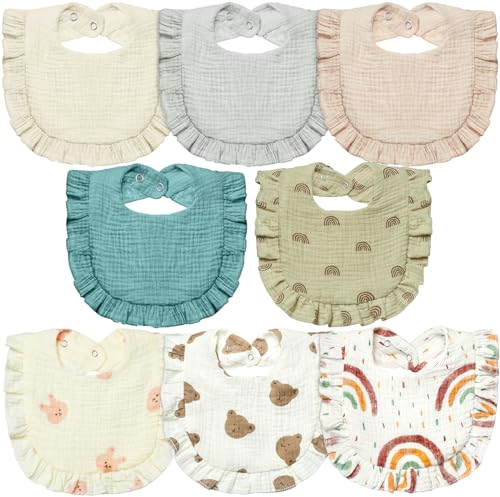 Lictin Bavoirs pour Bébé, Ensemble de 8 Bavoirs Bandana, 100% Coton, Bavoirs Doux pour Bébé, Adaptés Aux Bébés Qui Font Leurs Dents de 0-24 Mois