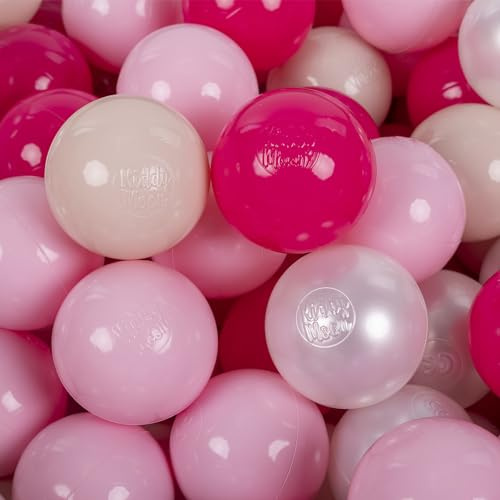 KiddyMoon 200 Bälle/7Cm Kinder Bälle Spielbälle Für Bällebad Baby Einfarbige Plastikbälle Made In EU, Pastellbeige/Puderrosa/Perle/Dunkelpink