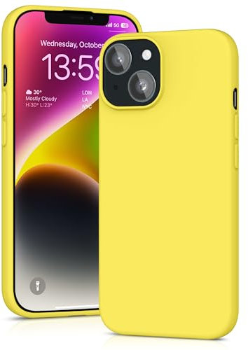 YATWIN Silicone Case for iPhone 14 Plus, Soft-Touch, Shockproof, DustProof, Antiskid Full Body Armour Phone Cover for Apple iPhone 14 Plus - Yellow