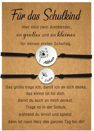 lorajewel Mutter Tochter Armband Set Schulkind Armband Mädchen Geschenke für Tochter Sohn Kinder Mama Mädchen (Löwenzahn-namen)