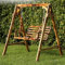 Generic Rustikaler 2-Personen-Holzscheit, Terrassenschaukel-Gleiter mit A-Rahmenständer, Outdoor-Schaukelbank für Garten, Terrasse, Pool, Hof