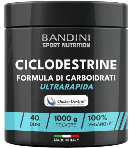 Bandini® Dextrina Cíclica en Polvo (Dextrin® Cluster) 1000 g - Hidratos de carbono de alta ramificación de primera calidad - Aumento de energía gracias a su fórmula patentada - Vegano