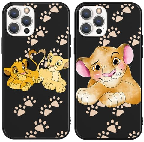nurkorki 2 Stück Schwarz Handyhülle für iPhone 8 iPhone 7 iPhone SE 2022/2020 Hülle 4,7,Niedlich Löwe Hülle mit Cartoon Muster Tier,Silikon Stoßfeste Kratzfest Schutzhülle Cover für iPhone 7,Cute