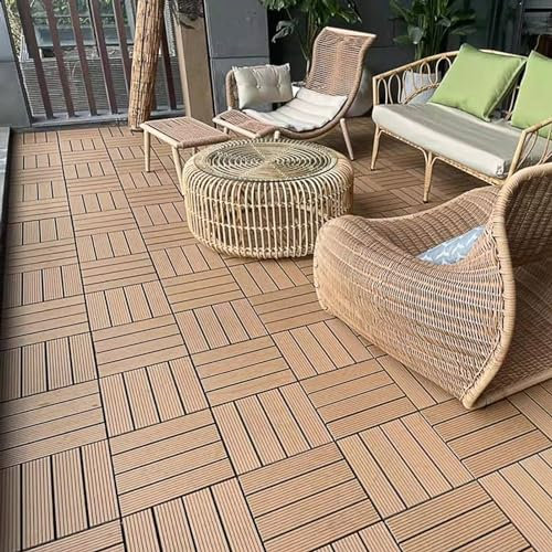 KJoBDwz Wood Outdoor Flooring Tiles 20 Interlocking Patio Vinyl Flooring, Indoor And Outdoor Floor Tiles For Pools, Balconies, Backyards, Porches Outdoor floor tiles(Wood)