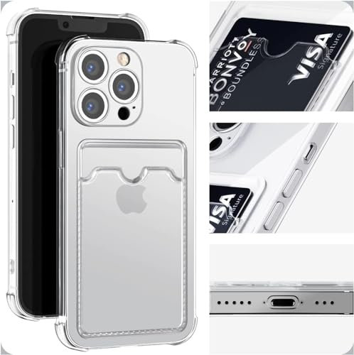 SFthingsss Compatible with iPhone 16 Pro Max Case Shockproof Wallet Case for iPhone 16 Pro Max Case with Card Holder Protective Phone Rubber Bumper Cover for iPhone 16 Pro Max Card Holder Slot Clear