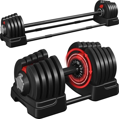 Yaheetech Adjustable Dumbbell Set 2 in 1 Dumbbell Weight Set 80KG Adjustable Weights Used as Barbell, Free Weights for Men/Women, Home Gym Strength Training Equipment