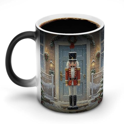 KWQDOZF Tasse à café vintage Casse-Noisette en céramique sensible à la chaleur, tasse à café à changement de couleur personnalisée, tasse unique, cadeau pour anniversaire de famille