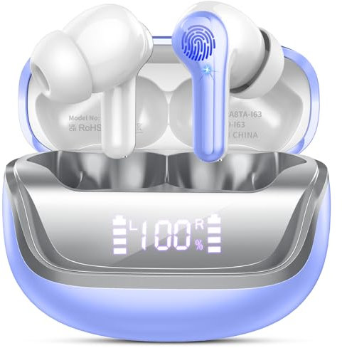 Bluetooth Kopfhörer, Kopfhörer Kabellos Bluetooth 5.4, In Ear Kopfhörer mit HiFi Stereo, IP7 Wasserdicht Kabellose Kopfhörer mit ENC Noise Cancelling Mics, 50 Std Spielzeit Ohrhörer USB-C LED-Anzeige