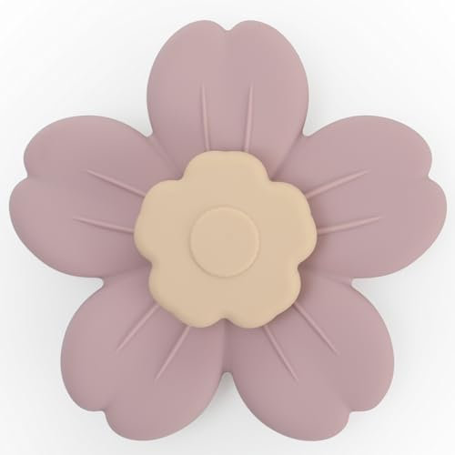 Saugnapf Drehspielzeug, Tisch Saugnapf Sensorisches Spielzeug aus Silikon für Kleinkinder als Badespielzeug, Baby Geschenkee (Dusty Lilac(Bloom))