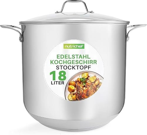 70L Edelstahl Suppenfass 45cm (3.0cm Stärke), für Suppen, Eintöpfe und Chili, geeignet für alle Herdarten, mit Deckel Professioneller Küchentopf Hochwertiges Kochgeschirr,MaxResistant Temperature650℃