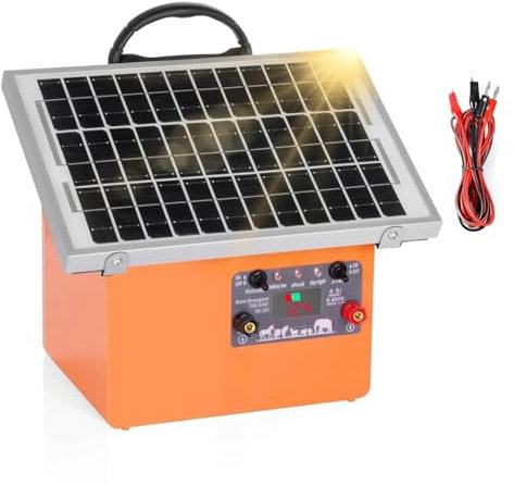 EDEDE Électrificateur de clôture électrique Charur de clôture électrique Solaire 20 Miles Contrôleur d'énergie 0,5 J Charur de clôture Solaire pour bétail, Grands Animaux, Chevaux