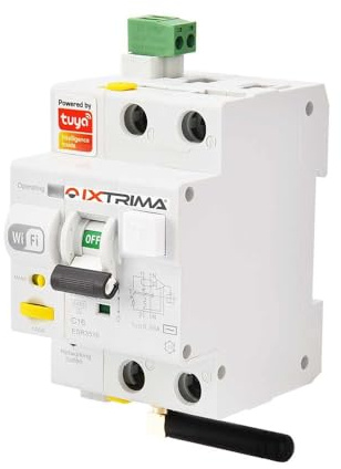 IXTRIMA Interrupteur différentiel RCBO WiFi 1P+N 16A avec protection Tuya Smart pour les installations domestiques – ESR3516