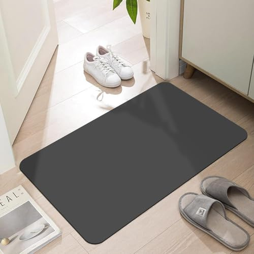 Ultradünner 0,6 cm Eingangs-Teppich für den Innenbereich – Mit rutschfester Gummi-Rückseite und maschinenwaschbar, saugfähig – Flaches Profil Schmutzfänger – 61 x 40,6 cm (Dunkelgrau)