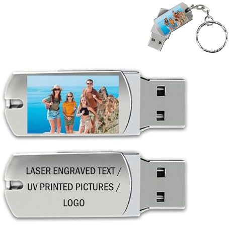 Cle USB 32Go/64Go/128Go, Clé USB Personnalisée - Clé Mémoire Personalisée avec Photo Et Texte, Mini Clé USB 2.0, Lecture Rapide Et Forte Compatibilité, Multi Styles Au Choix (Style 4, 128, GB)