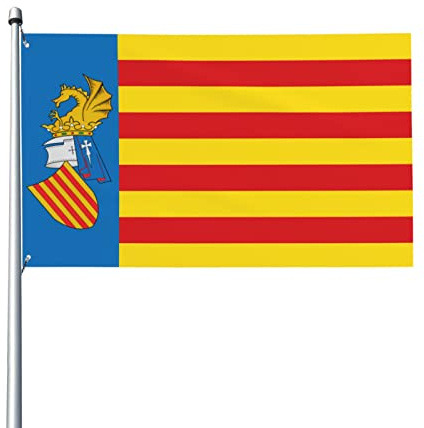 Bandera De Jardín Senyera Valenciana De L'Estatut De Benicàssim Exterior Bandera Decoración Banderas De Césped Resistente Uv Banderas De Patio Para Interior Exterior Balcóns 90X150 CM