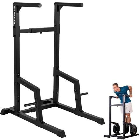 GORNATION Dip Station für Calisthenics & Homegym, Verstellbare Dip Barren Indoor & Outdoor, Freistehende Dip Bars für Dips, L-Sits, & Abs Training, Dipstangen
