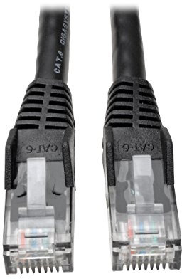 Eaton Cat6 Gigabit Snagless Molded UTP Patch Ethernet Cable, RJ45 Male-to-Male Cable, Black, 3 Feet / 0.3 Meters (N201-003-BK)