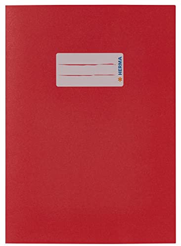 HERMA 5502 Heftumschläge A5 Papier Rot, 10 Stück, Hefthüllen mit Beschriftungsfeld aus extrem kräftigen Papier & satten Farben, Heftschoner Set für Schulhefte, farbig