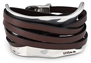 Uno de 50 Unisex-Armband Leder mit Metalmix mit 15 Mikron Silber PUL0227MAR X