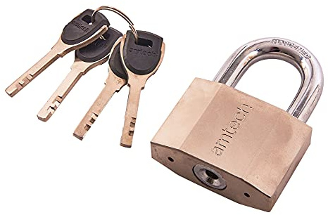 Amtech 60mm Security Padlock, 10mm Hardened Steel Shackle with 4 Keys and Double Ball Locking, for Securing Gates, Garages and Toolboxes.