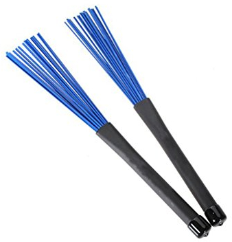 Baquetas retráctiles para batería, cepillos de alambre de jazz para jazz rock, un par (azul)