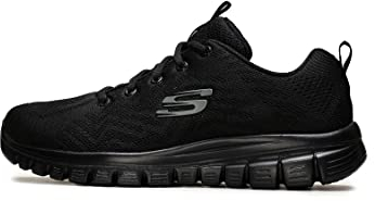 Skechers Women's Graceful Get Connected Sneaker, Black Mesh Trim, 6.5 UK