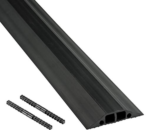 D-Line RFC83B/2C/9M Medium Duty Linkable Floor Cable Cover/Cable Protector - Protect Cables & Prevent a Trip Hazard - 9 Meter (L) 2 x Cable Cavities 13mm (W) x 12mm (H) Black