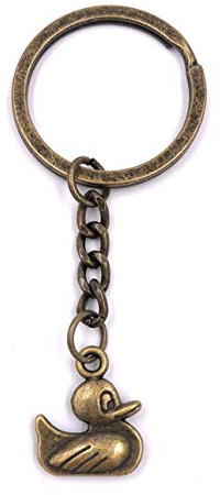 H-Customs Ente Badeente Stockente Erpel Schlüsselanhänger Anhänger Bronze aus Metall