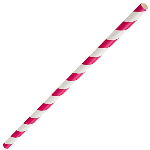 Utopia Pink & White Paper Straws 8inch-Pack of 250
