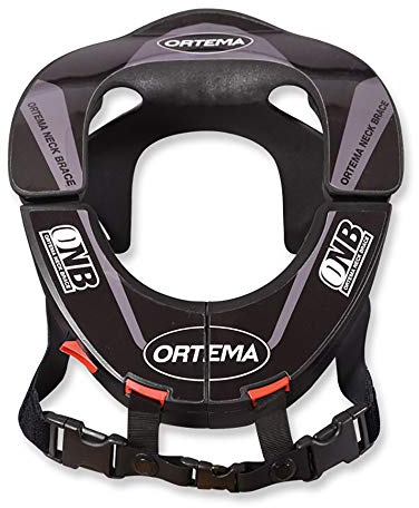 ONB Neck Brace (Gr.L schwarz) Design K4 - Nackenschutz - aus Hochleistungskunststoff und mit Sicherheits-Schnellverschluss