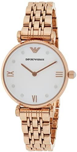 Emporio Armani Uhr für Damen, Zweizeiger Uhrwerk, 32mm Rosegold Edelstahlgehäuse mit einem Edelstahlarmband, AR11267