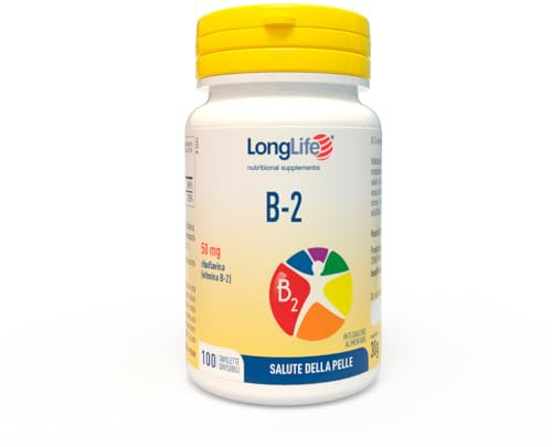 LongLife® B-2 | Vitamina B-2 (riboflavina) ad alto dosaggio | Supporto sistema nervoso e pelle | Riduzione stanchezza e affaticamento | 200 giorni di trattamento | Vegano e senza glutine
