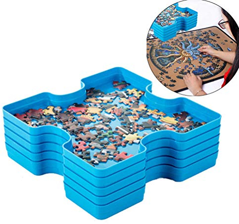 Akemaio Stackable Puzzle Sorting Trays Jigsaw Puzzle Sorters 6 pcs Jigsaw Puzzle Sorter Tray for Puzzles Up to 1000 Pieces