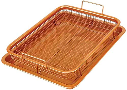 Copper Crisper Tray Oil Frying Baking Pan Non-Stick Chips Masket Crisping Baking Dish Grill Mesh Kitchen Tools
