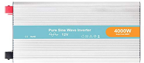 ZXLLAFT Inversor Energía Onda Sinusoidal Pura 4000W / 5000W, Convertidor DC a AC, con Salidas AC Dobles y Puertos USB, para Sistema Energía Solar Barco Vehículo Recreativo,4000w,12V DC to 220V AC