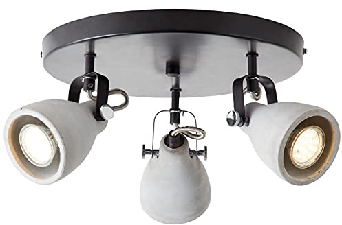 Brilliant Lampe, Thanos Spotrondell 3flg schwarz matt/zement grau, Metall/Zement, 3x PAR51, GU10, 20W,Reflektorlampen (nicht enthalten)