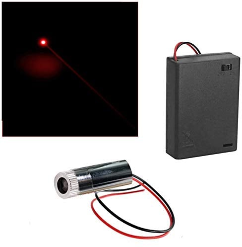 CTRICALVER 1 Stück 650nm 3-5V rote Laser-Dot-Modul-Diode mit Fahrer-Kunststoff-Objektiv+ 1pcs AA Batteriehalter