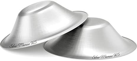 Silver Mamas 925 Silver Nursing Cups for Nursing Newborn, Silver Nipple Covers Breastfeeding, Healing Cups, Newborn Essentials Must Haves, Soothe Sore and Cracked Nipples (Large)